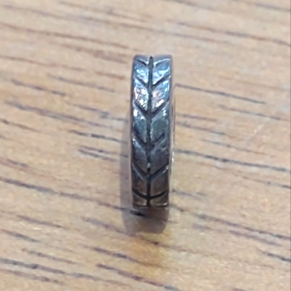 Sterling silver stamped spacer bead for beaded charm bracelet